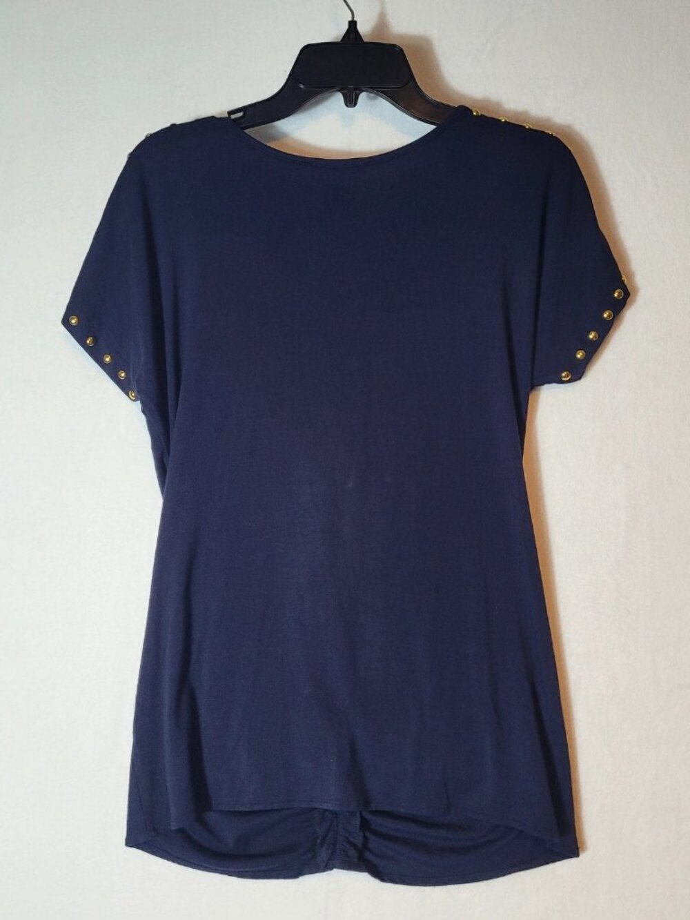 Carmen Marc Valvo Medium Navy Rayon Spandex Studded Top - Picture 10 of 14
